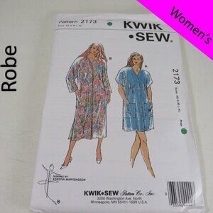 Kwik Sew 2173 Clothing Pattern UNCUT Woman's Robe short & long sleeve XS-XLG